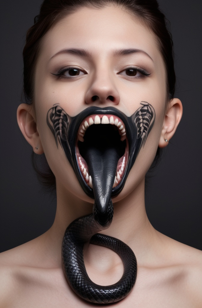 13. Fanged Black Snake Emerging from the Mouth (Face/Neck Piece)