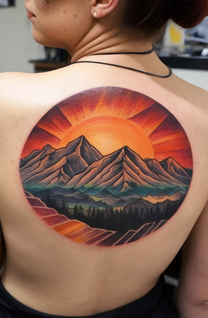 Sunrise or Sunset over the Mountains