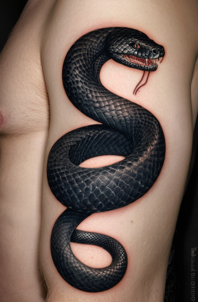 14. Black Snake Shedding Its Skin Mid-Slither