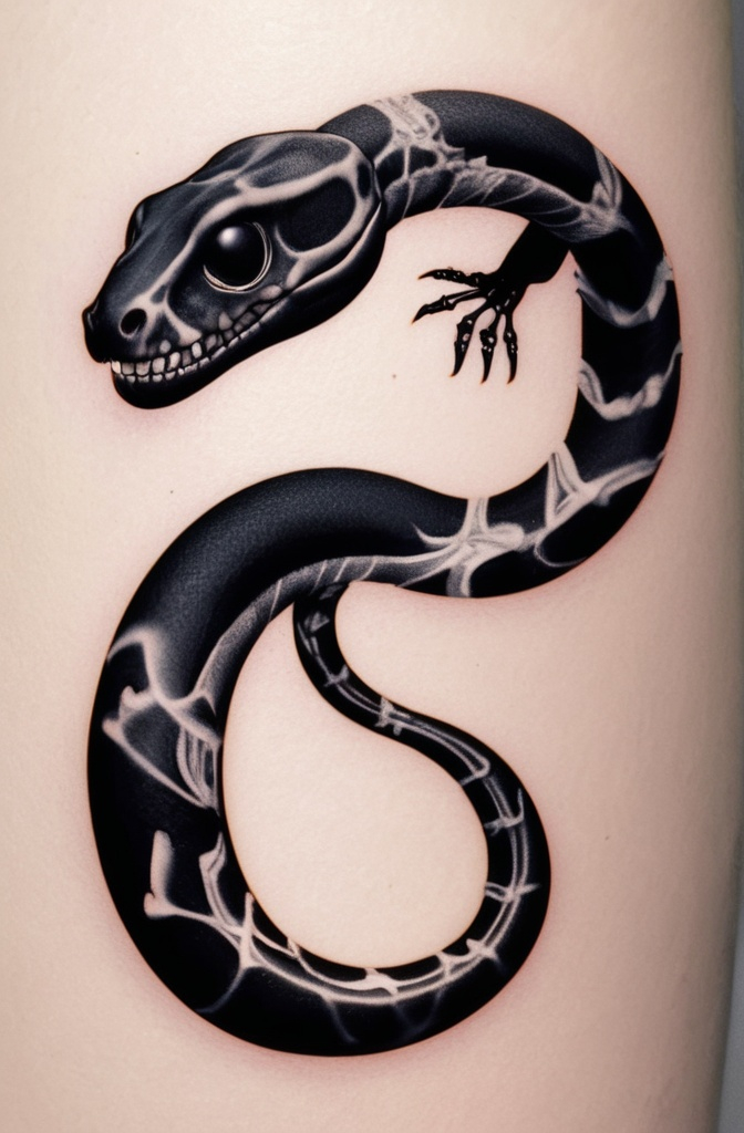 15. X-Ray Snake—Black Ink With Bone Detail Inside