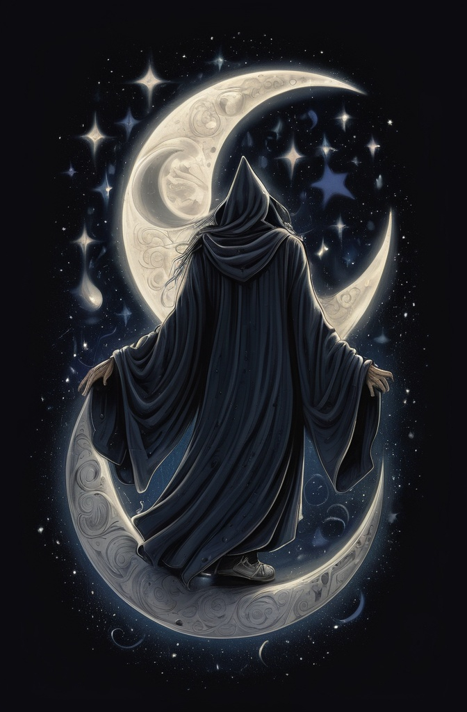 7. Moon and Stars with a Floating Wizard