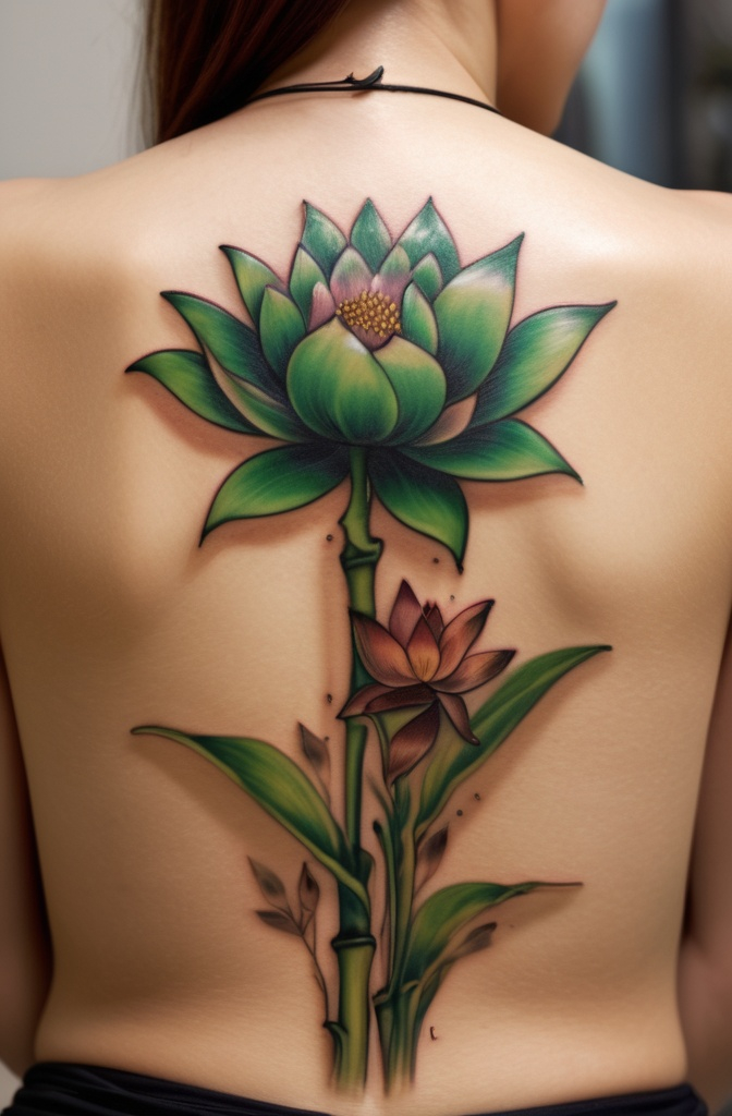 18. Bamboo with a Lotus Flower
