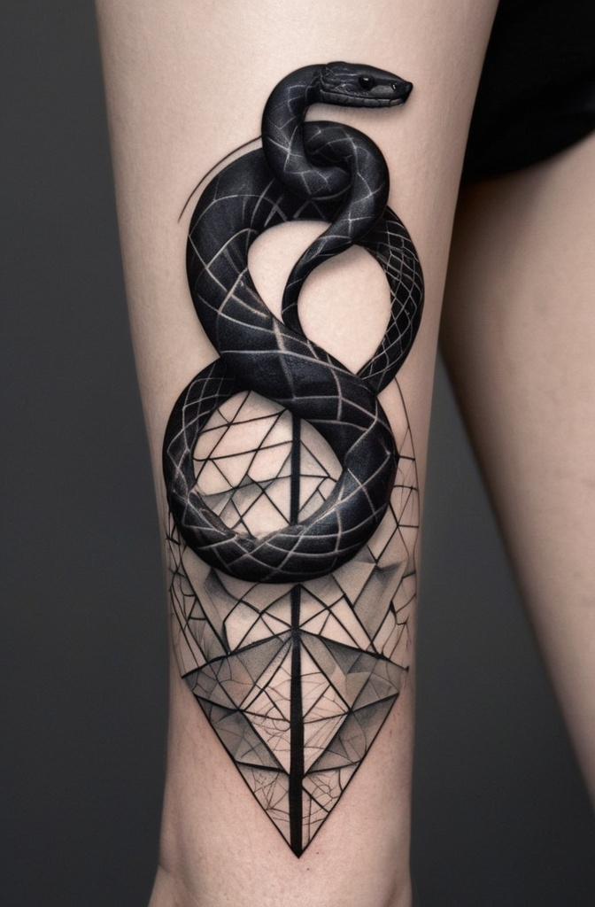 7. Abstract Snake with Geometric Patterns