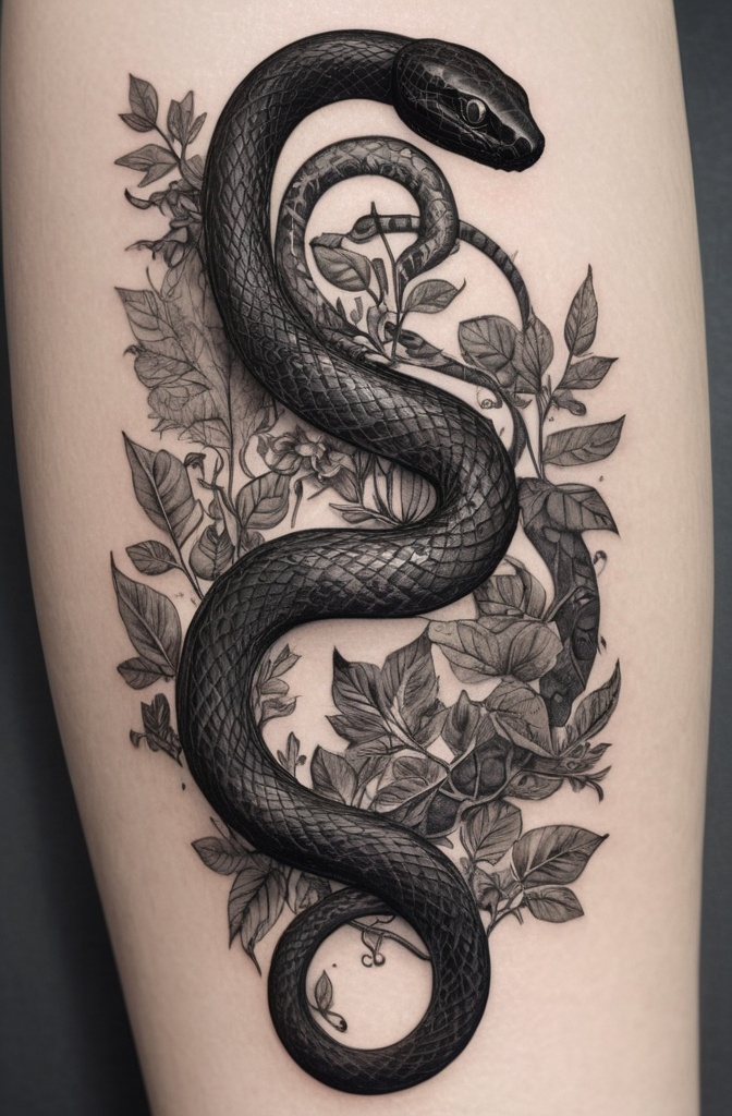 9. Snake in the Garden—Botanical Black Ink
