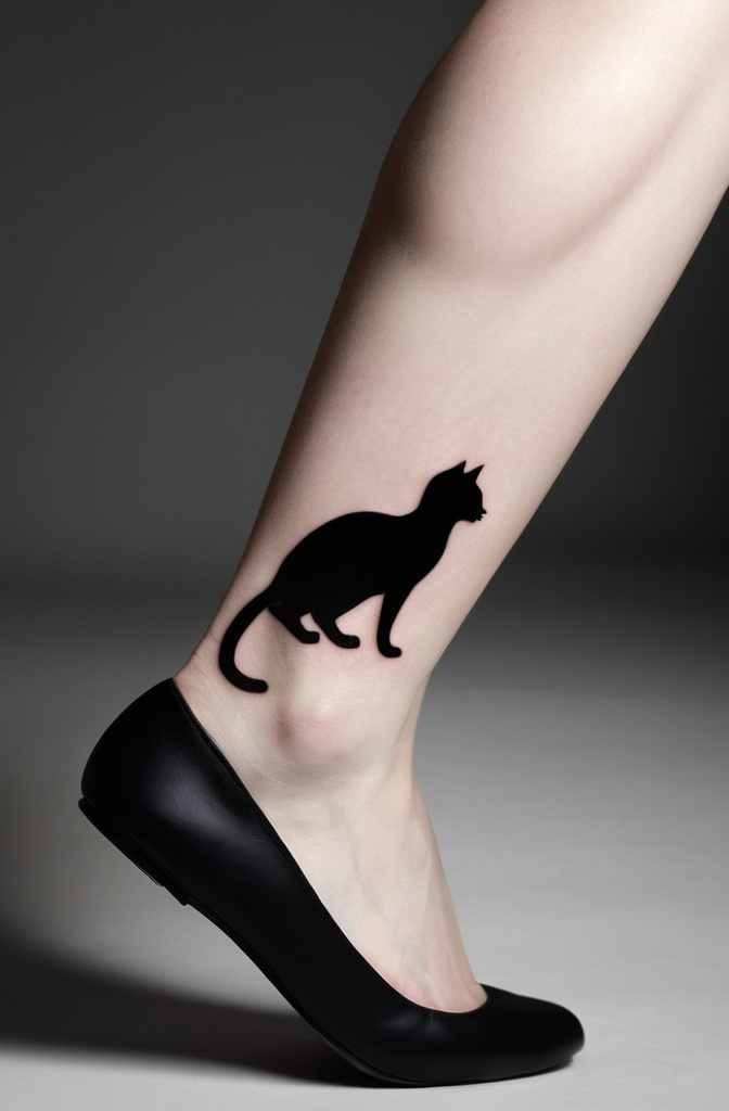 18. Black Cat Silhouette Tattoo
