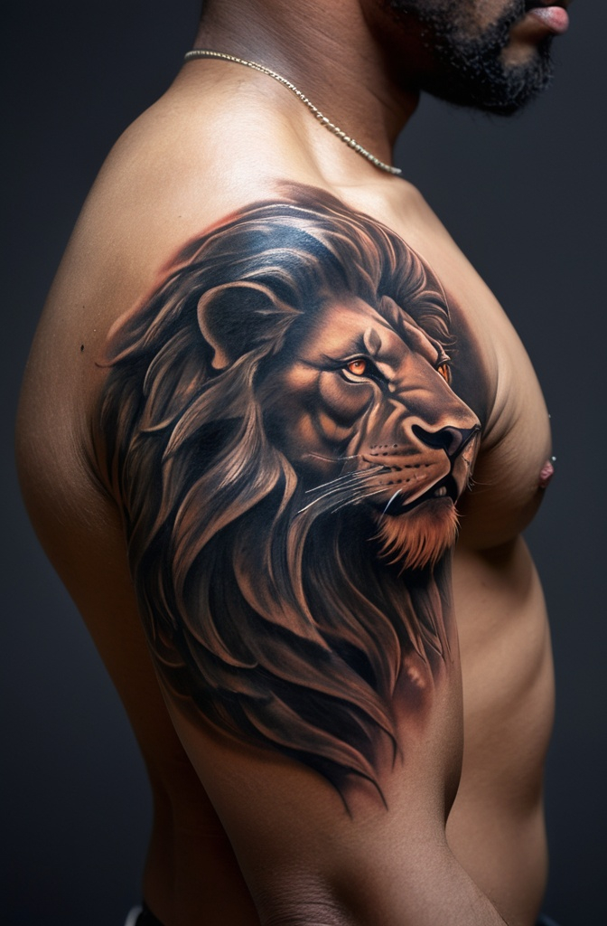 15. Black Lion's Mane Tattoo