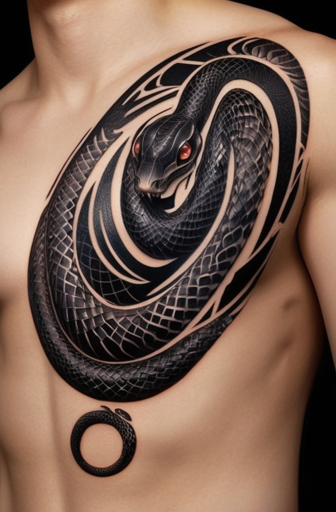 20. Stylized Tribal Black Snake in Motion