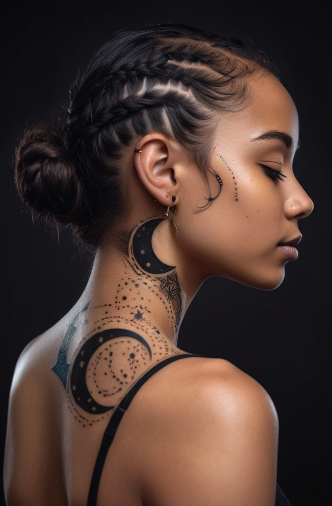 14. Black Moon and Stars Tattoo