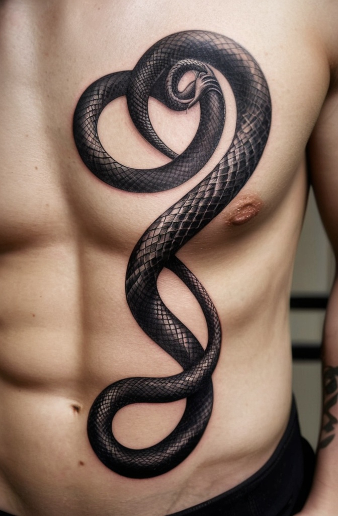 18. Black Snake Intertwined With Roman Numerals
