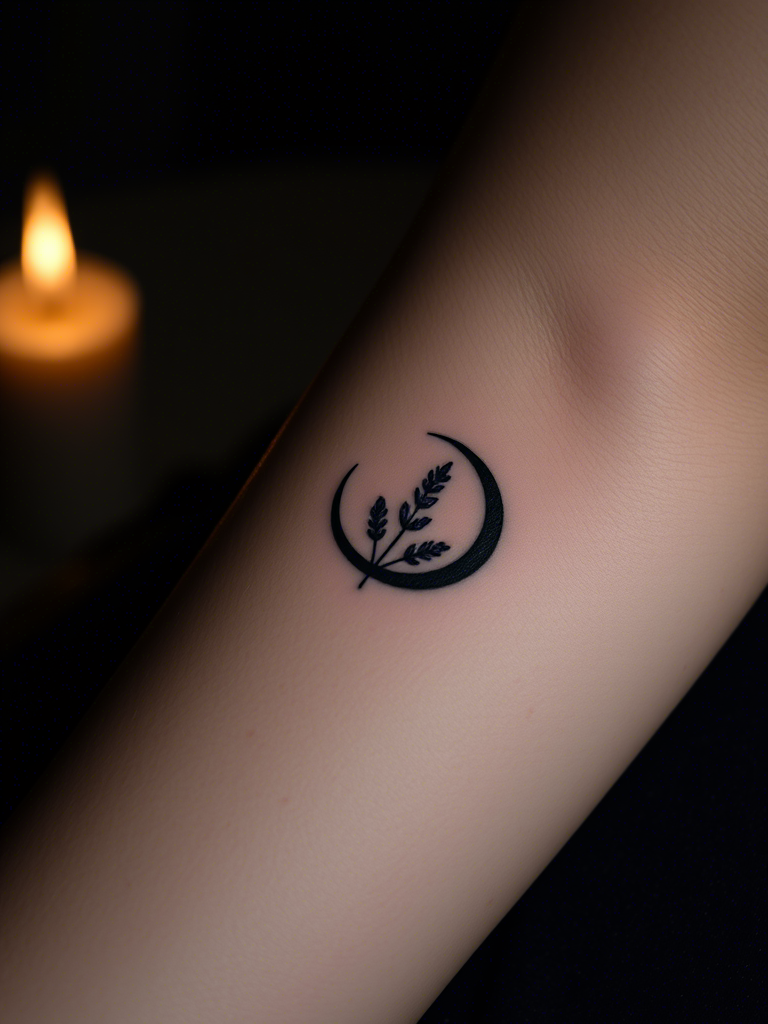 6. Crescent Moon with Lavender Sprigs