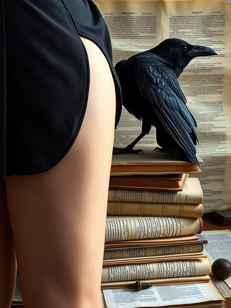 Crow with Books or Scrolls