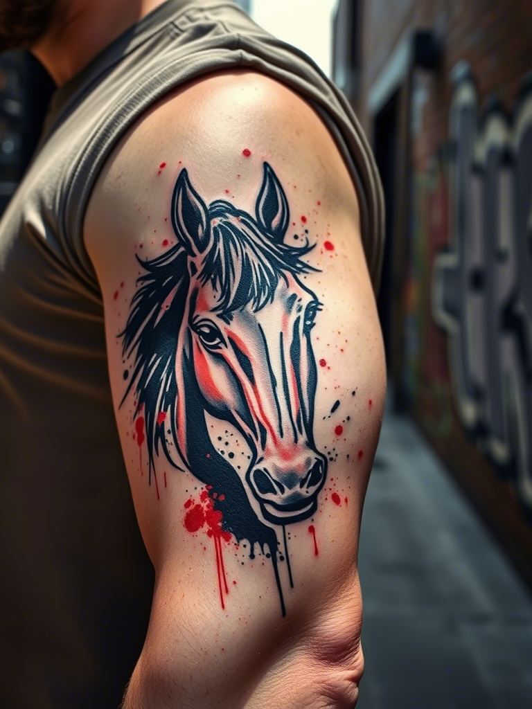 Ink Splash Horse Portrait