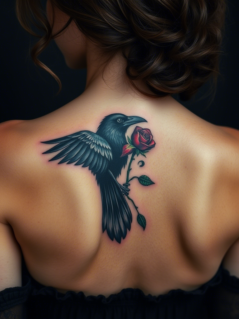 Crow Holding a Rose