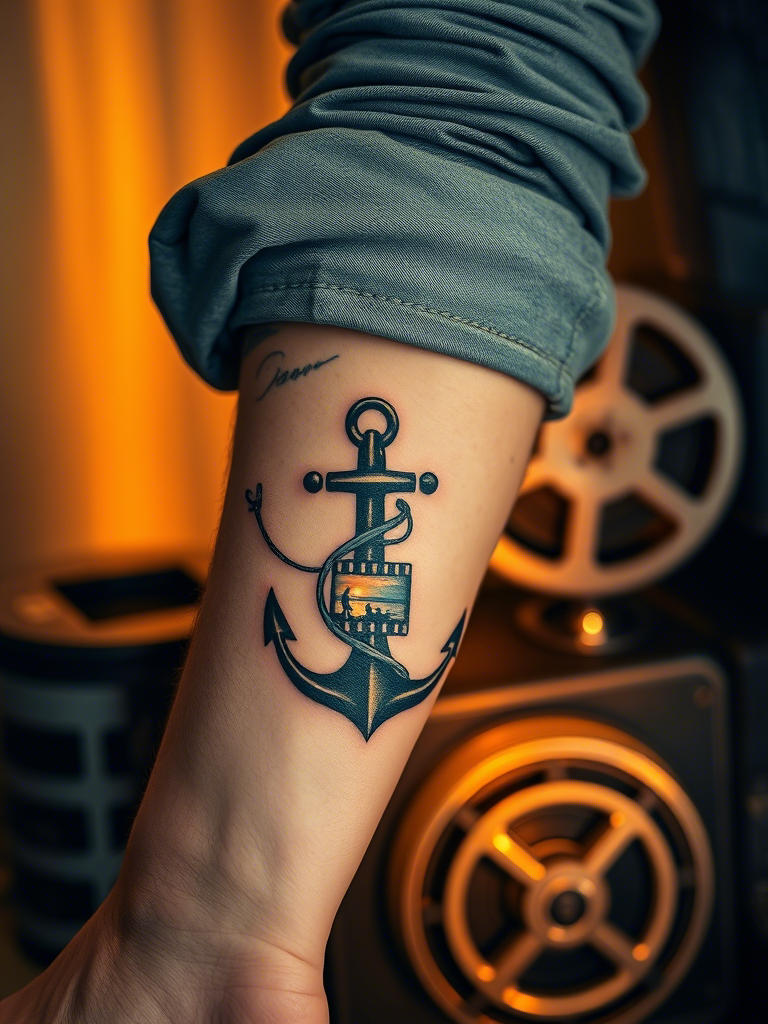 14. Anchor Wrapped in Film Reel – Memories as Weight
