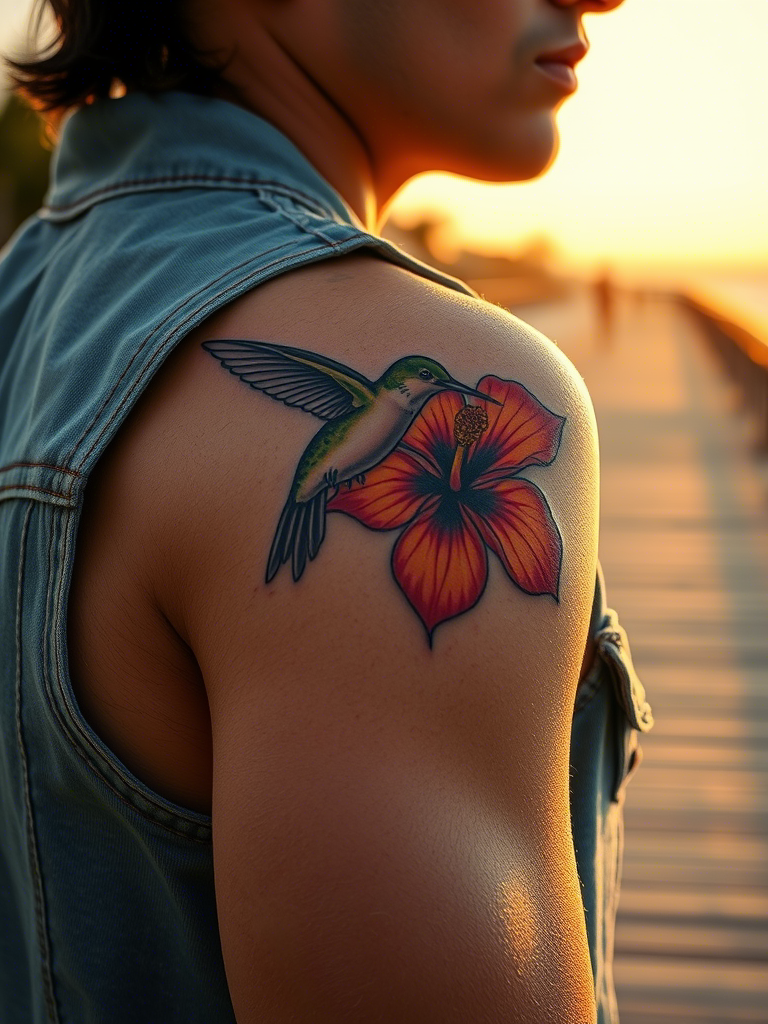 2. Hummingbird Hovering Over a Flower