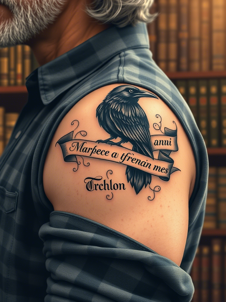 Crow Wrapped in Ribbons or Banners