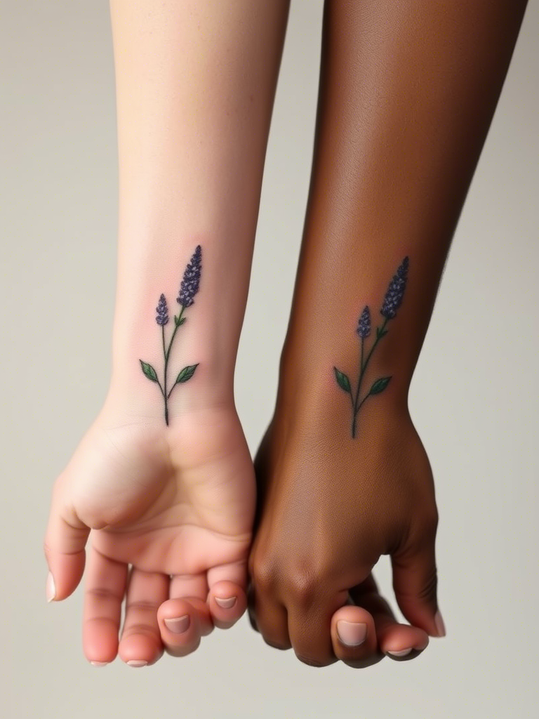 10. Matching Lavender Tattoos with a Friend or Partner