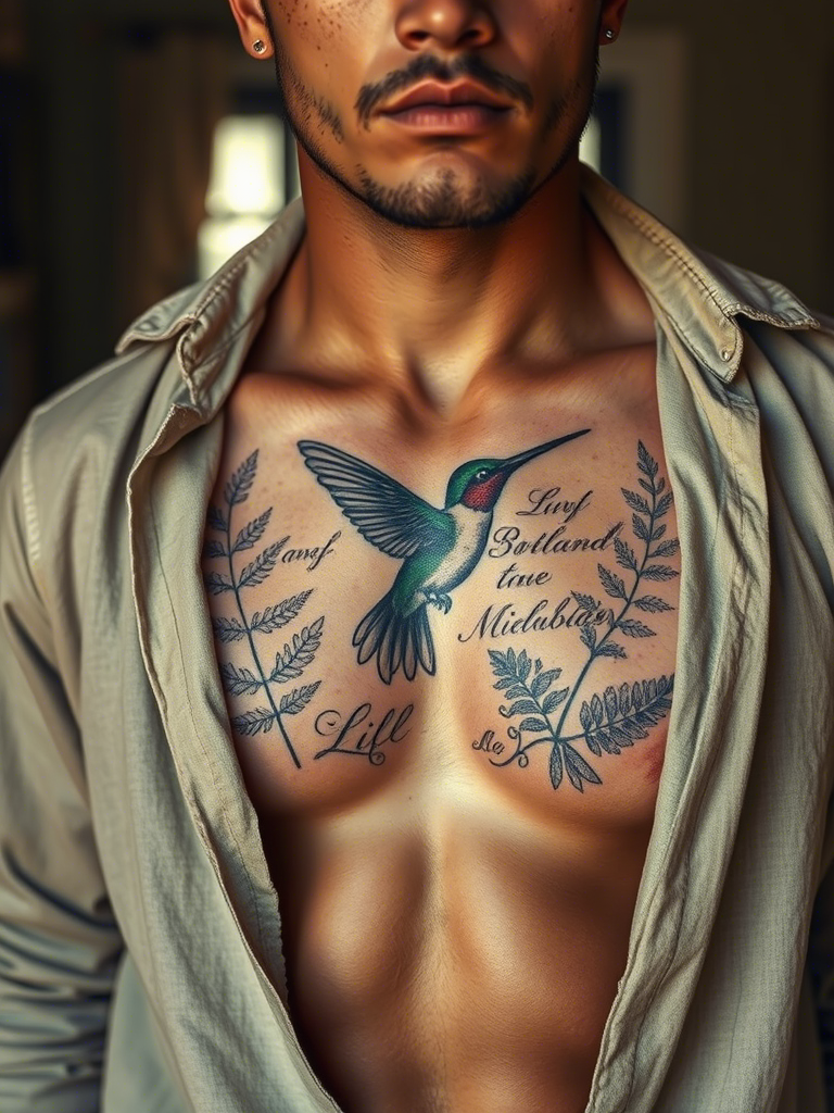 8. Vintage Botanical Hummingbird