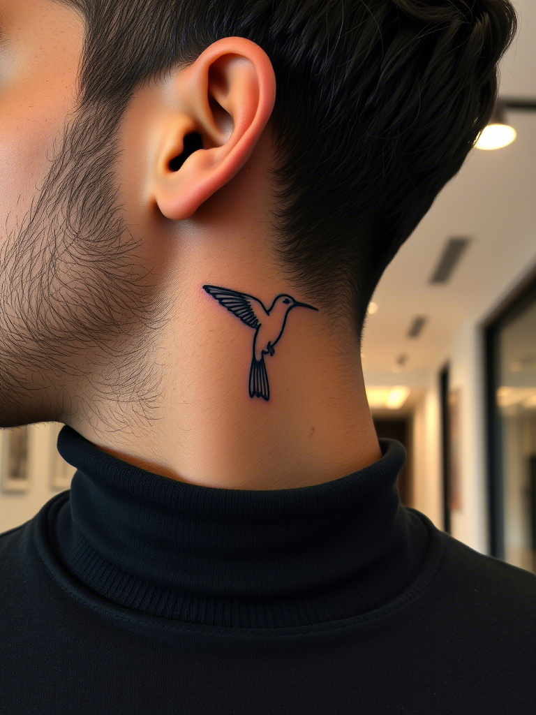 4. Minimalist Single-Line Hummingbird