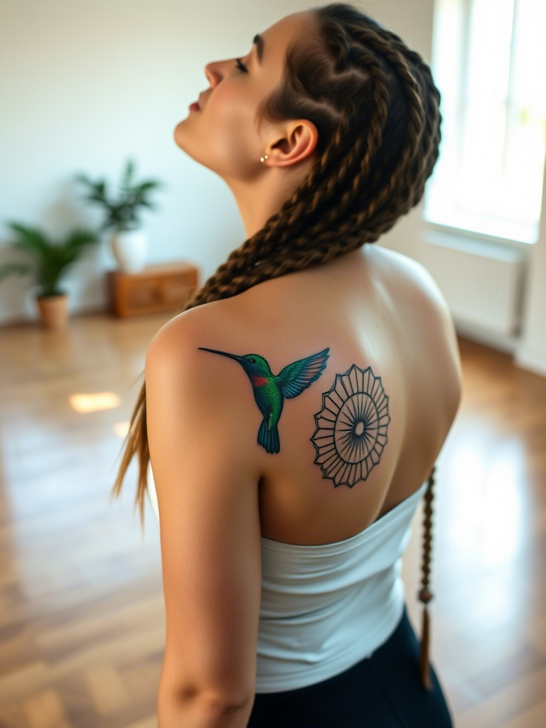 5. Hummingbird with a Mandala Halo
