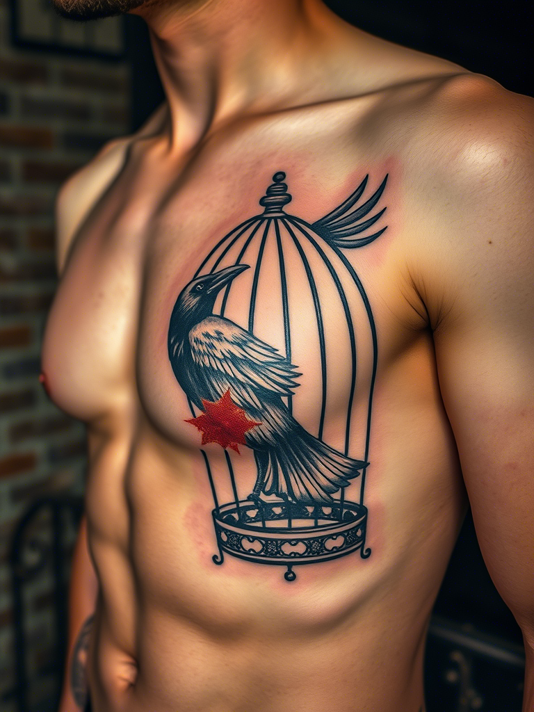 Crow in a Cage, One Wing Open