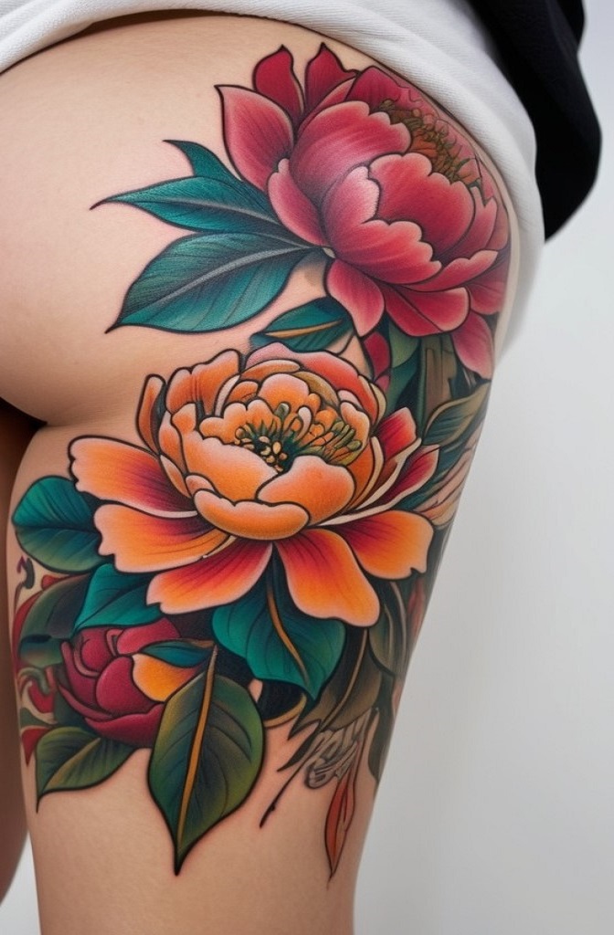 Neo-Traditional Floral Tattoos