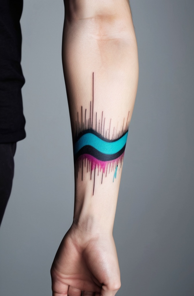 Abstract Sound Wave Tattoos