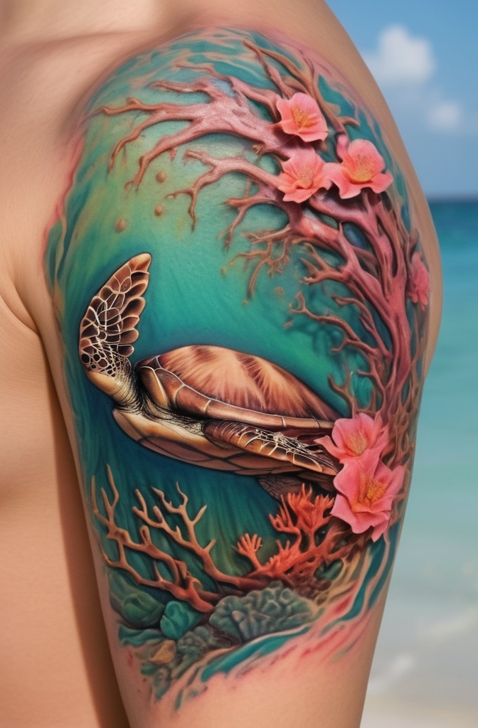 9. Coral with a Sea Turtle