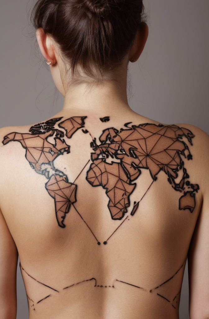The Geometric World Map Tattoo