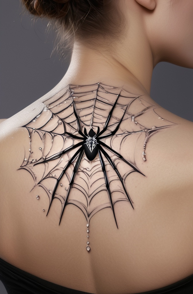 Spider Web with Dew Drops