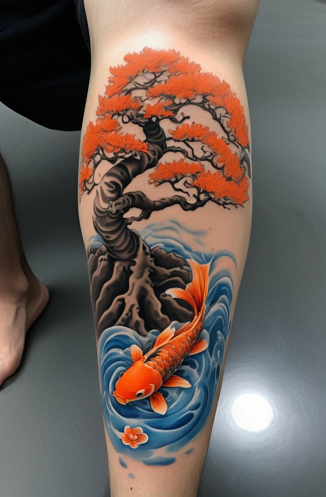 9. Bonsai and Koi Fish Combo