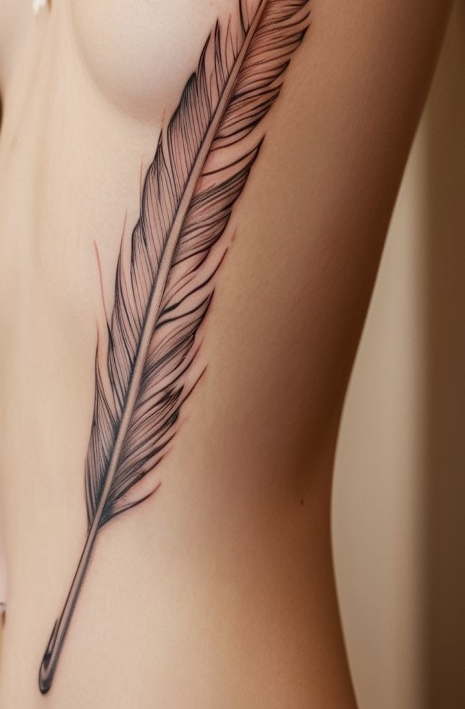 Sunkissed Feather Tattoo