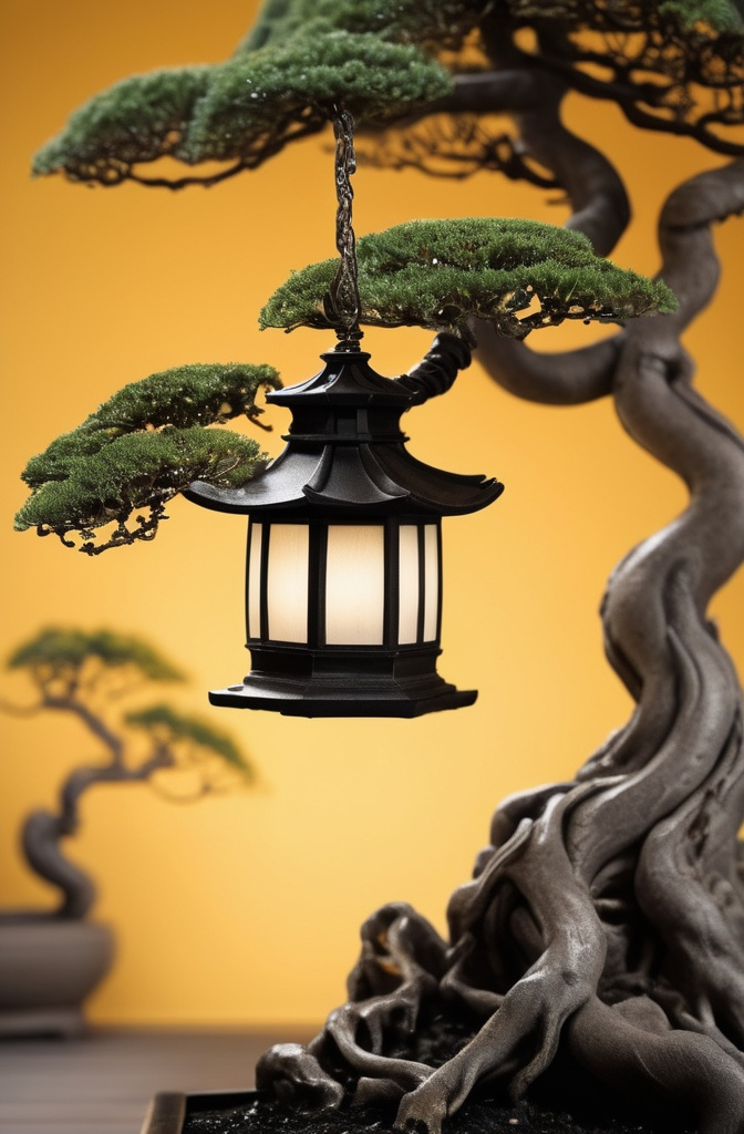 11. Bonsai with a Hanging Lantern