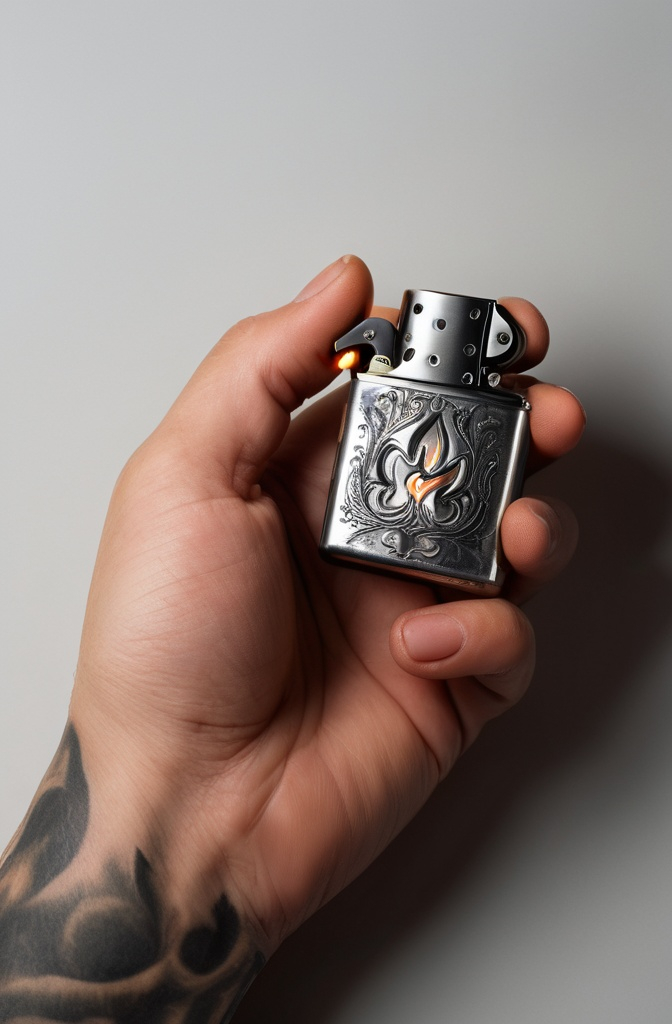 20. A Lost Lighter, Open, with the Flame Still Burning