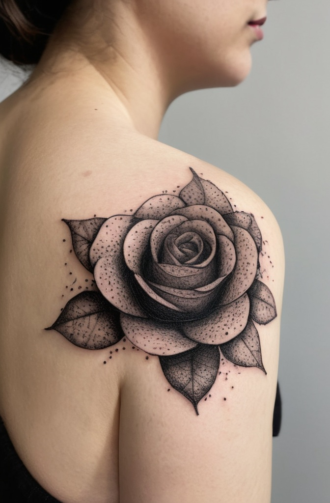 Dotwork Petal Rose