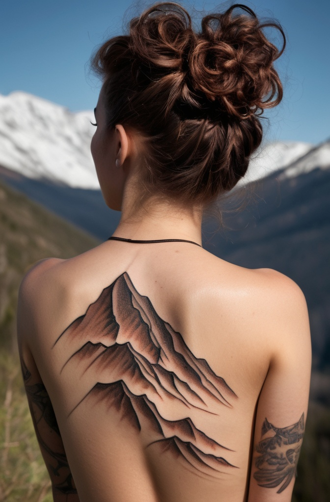 2. Mountain Silhouettes with Weathered Lines