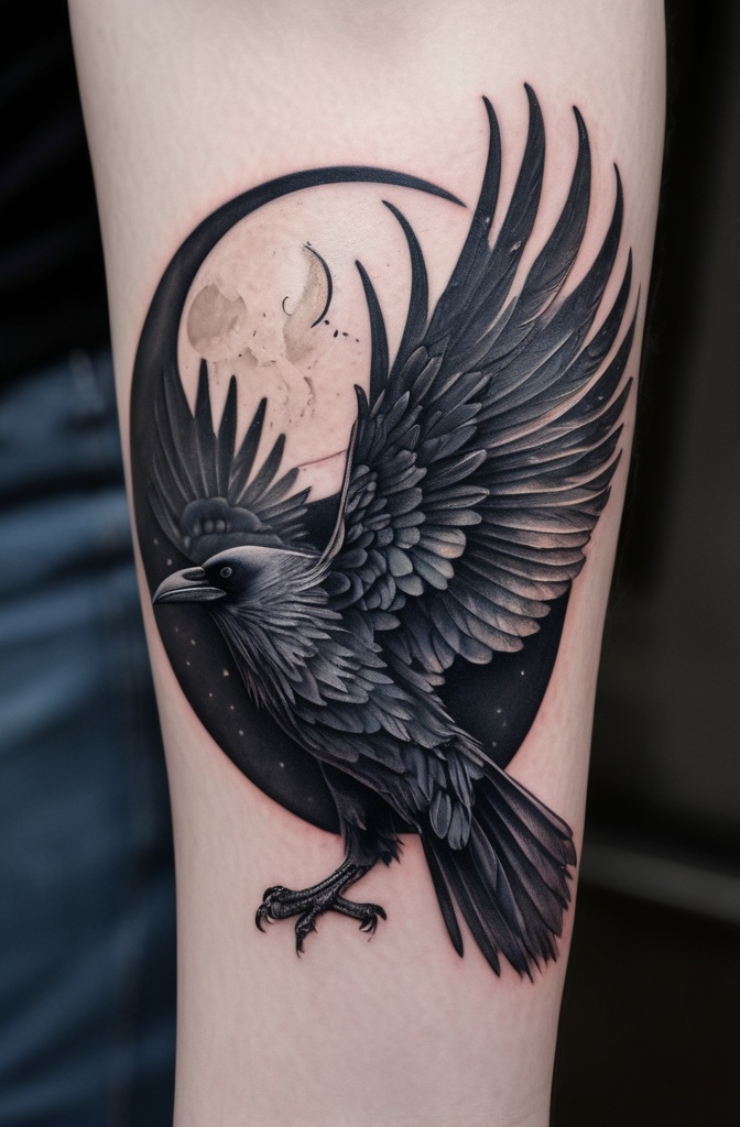 A Raven Carrying the Moon