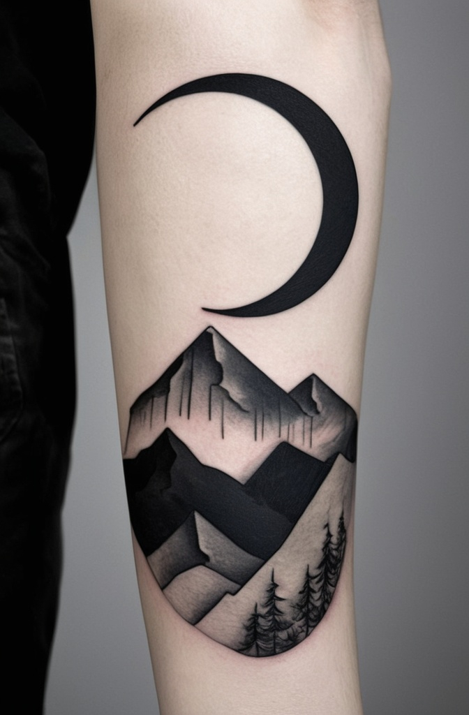 20. Abstract Mountains with a Moon
