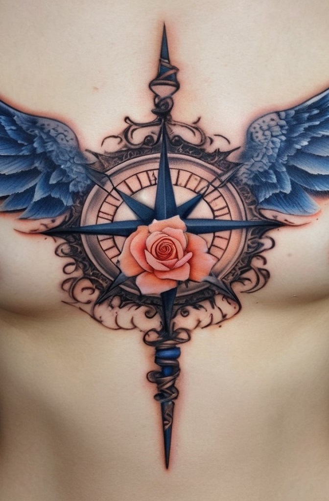 20. Coral with a Compass Rose