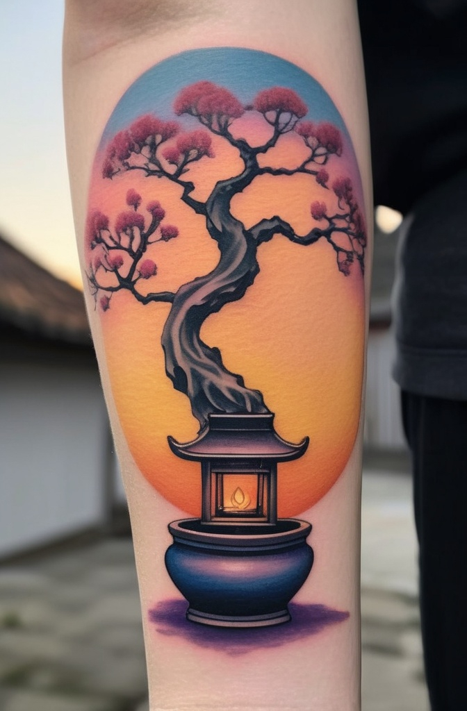 19. Bonsai with Floating Lanterns