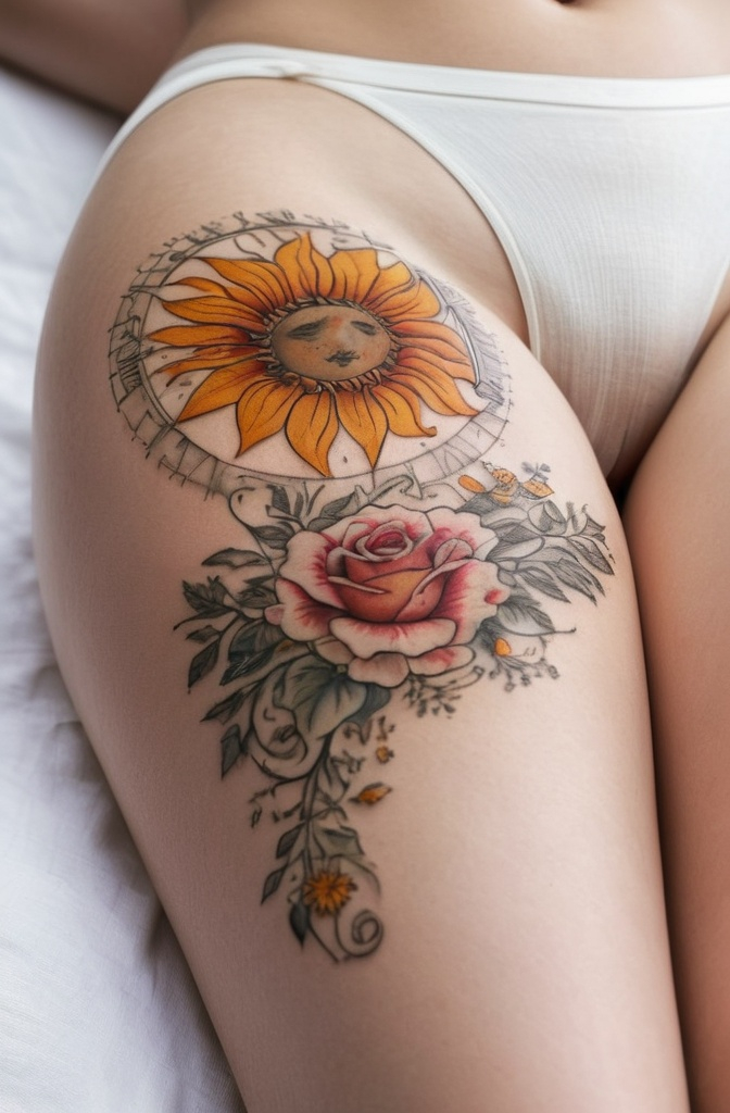 Sun with Floral Accents