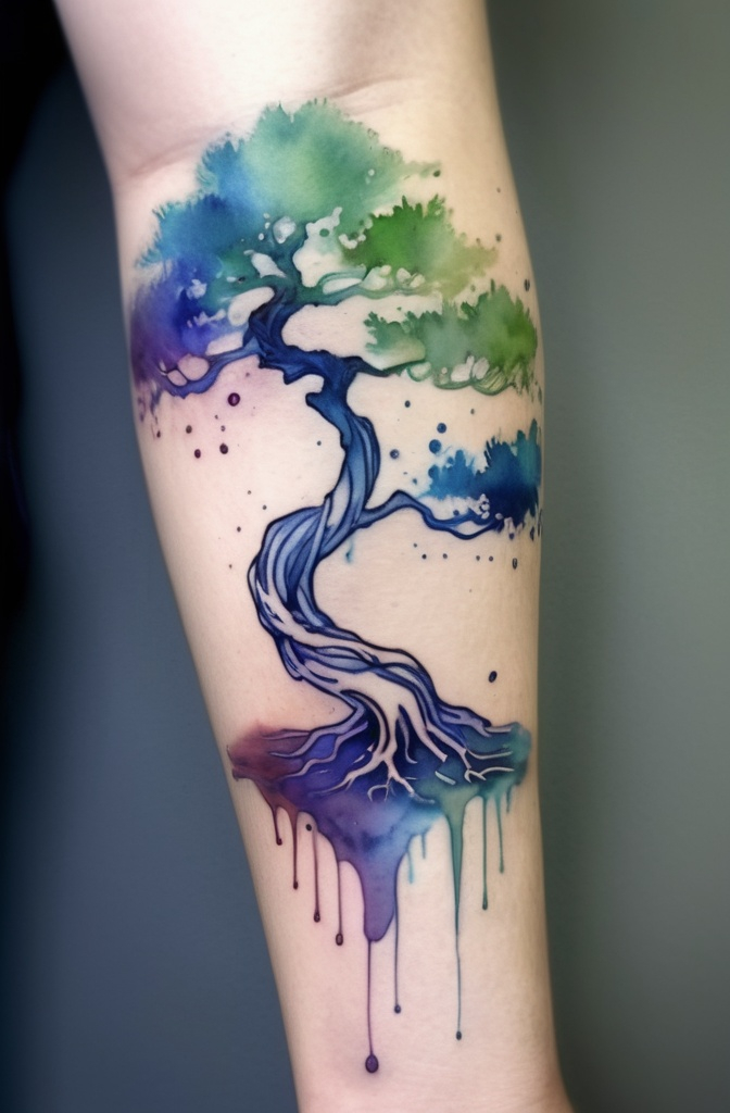 5. Watercolor Bonsai Tree