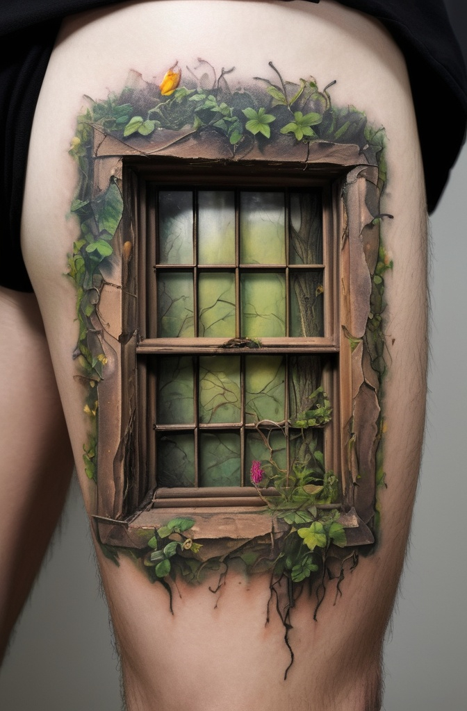4. Window with Nature Growing Through It