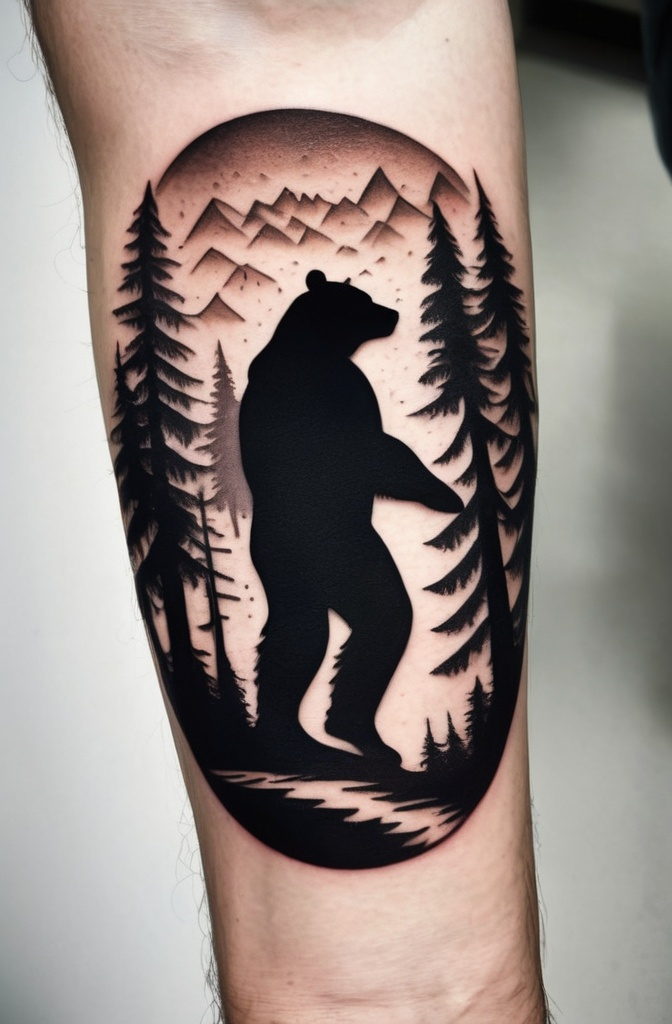 4. Forest Inside a Bear Silhouette