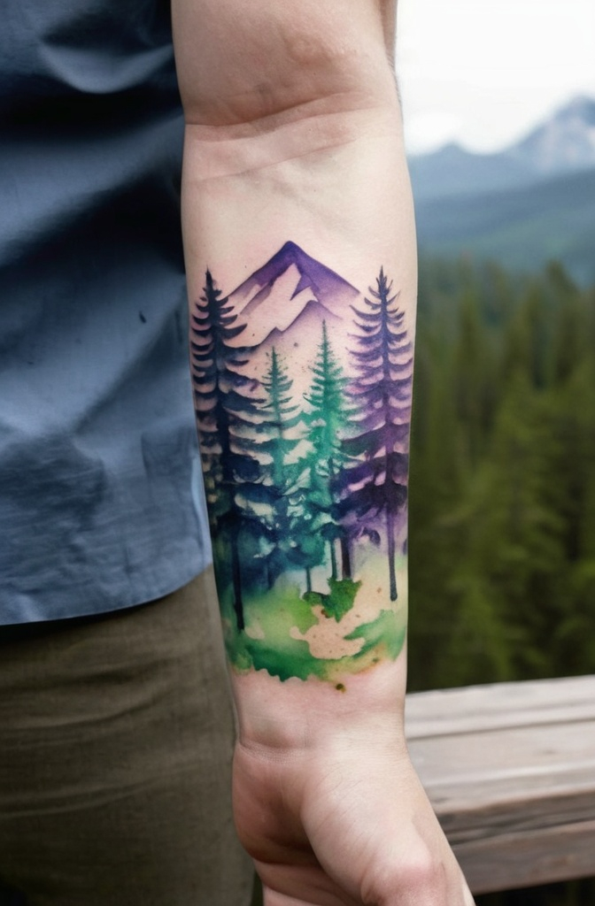 Watercolor Trees and Nature Tattoos