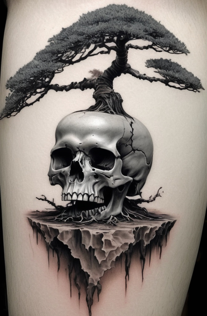 10. Bonsai Tree with a Skull