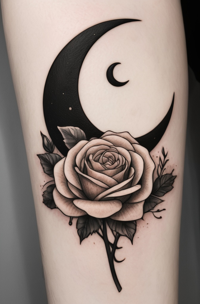18. Crescent Moon Cradling a Rose