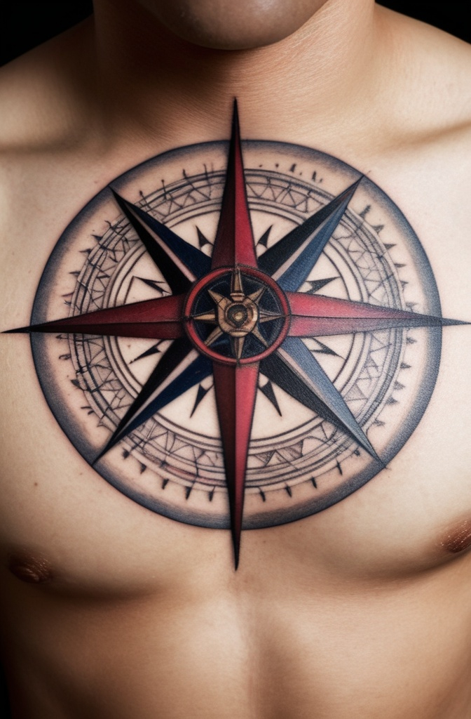 Tattooed Compass Rose With a Twist