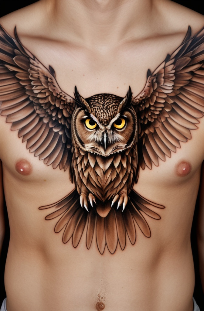 Owl with Open Wings