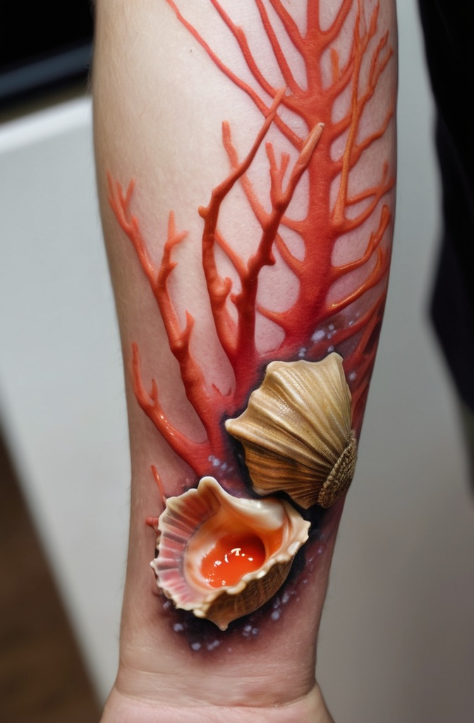 12. Coral and Conch Shell Combination